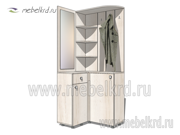 Эскиз прихожей для согласования с заказчиком. Мебель на заказ, Краснодар.